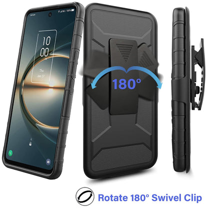 Cricket Dream 5G Belt Clip Holster Dual Layer Shockproof with Clip On & Kickstand Heavy Duty Full Body 3in1 Hybrid