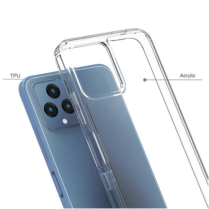 For T-Mobile Revvl 6 Pro 5G Hybrid Slim Crystal Clear Transparent Shock-Absorption Bumper with TPU + Hard PC Back Frame Clear Phone Case Cover