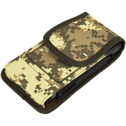 Universal Vertical Nylon Cell Phone Holster Case with Dual Credit Card Slots, Belt Clip Pouch and Belt Loop for Apple iPhone Samsung Galaxy LG Moto All Mobile phones Size 6.3" Universal Nylon [Army Camo]