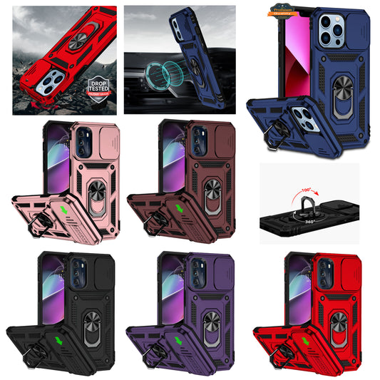 For Samsung Galaxy S22 /Plus Ultra Hybrid Case with Camera Lens Protection & 360° Rotate Ring Kickstand, Soft Edge TPU Hard Bumper  Phone Case Cover