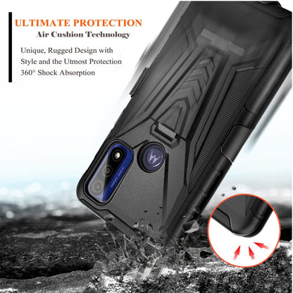 For TCL 30 Z Hybrid Belt Clip Holster with Built-in Kickstand, Heavy Duty Protective Shock Absorption Armor Defender Rugged Black Phone Case Cover