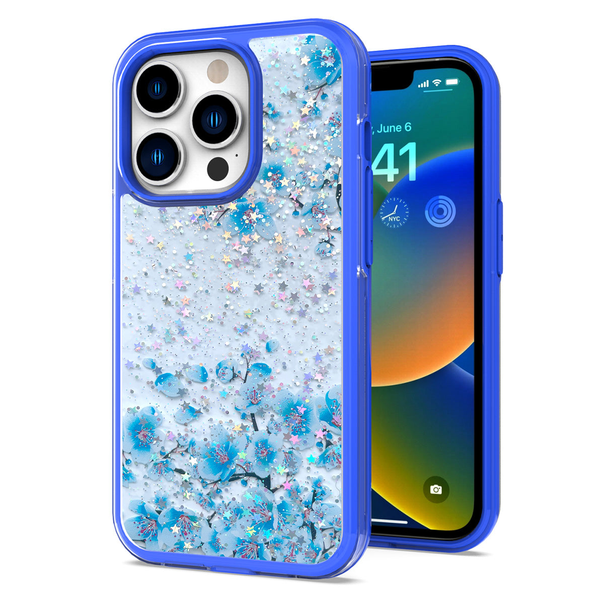 For Apple iPhone 11 (6.1") Sakura Spring Flowers Design Colorful Frame Hybrid Rubber TPU Hard PC Shockproof Rugged Slim  Phone Case Cover