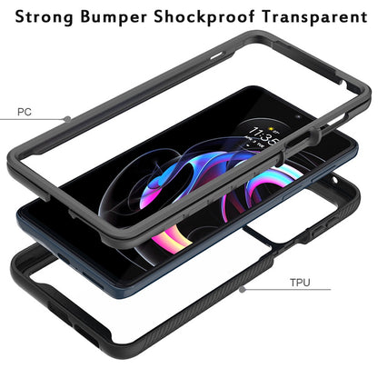 For Motorola Edge 20 Pro Clear Dual Layer Tuff Rugged Bumper Frame Heavy Duty Hybrid Shockproof Rubber TPU Full Body Defender Black Phone Case Cover