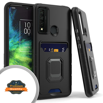 For Motorola Moto G 5G 2022 Wallet Credit Card Slot Holder with Metal Ring Kickstand Heavy Duty Shockproof Hybrid Stand  Phone Case Cover