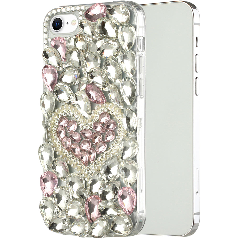 For Apple iPhone SE 3 (2022) SE/8/7 Bling Crystal 3D Full Diamonds Luxury Sparkle Rhinestone Hybrid Protective  Phone Case Cover