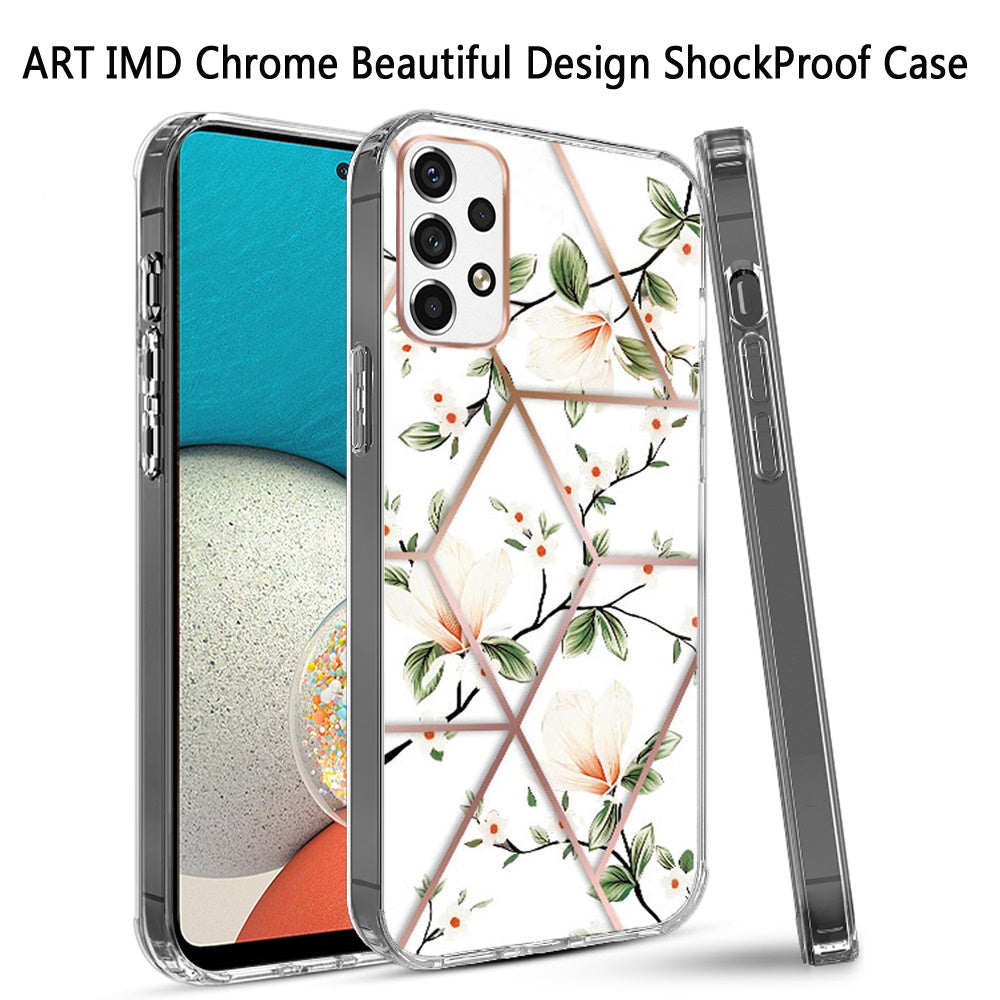 For Samsung Galaxy A53 5G Fashion Art Floral IMD Design Beautiful Flower Pattern Hybrid Protective Hard PC TPU Slim Back  Phone Case Cover