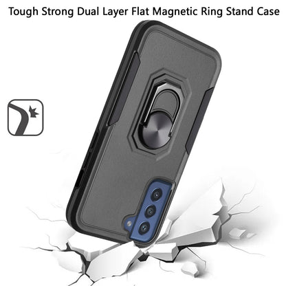 For Apple iPhone 11 (6.1") Hybrid Rugged Hard Drop-Proof 3 Layer Protection Military Grade Armor with Metal Ring Stand  Phone Case Cover