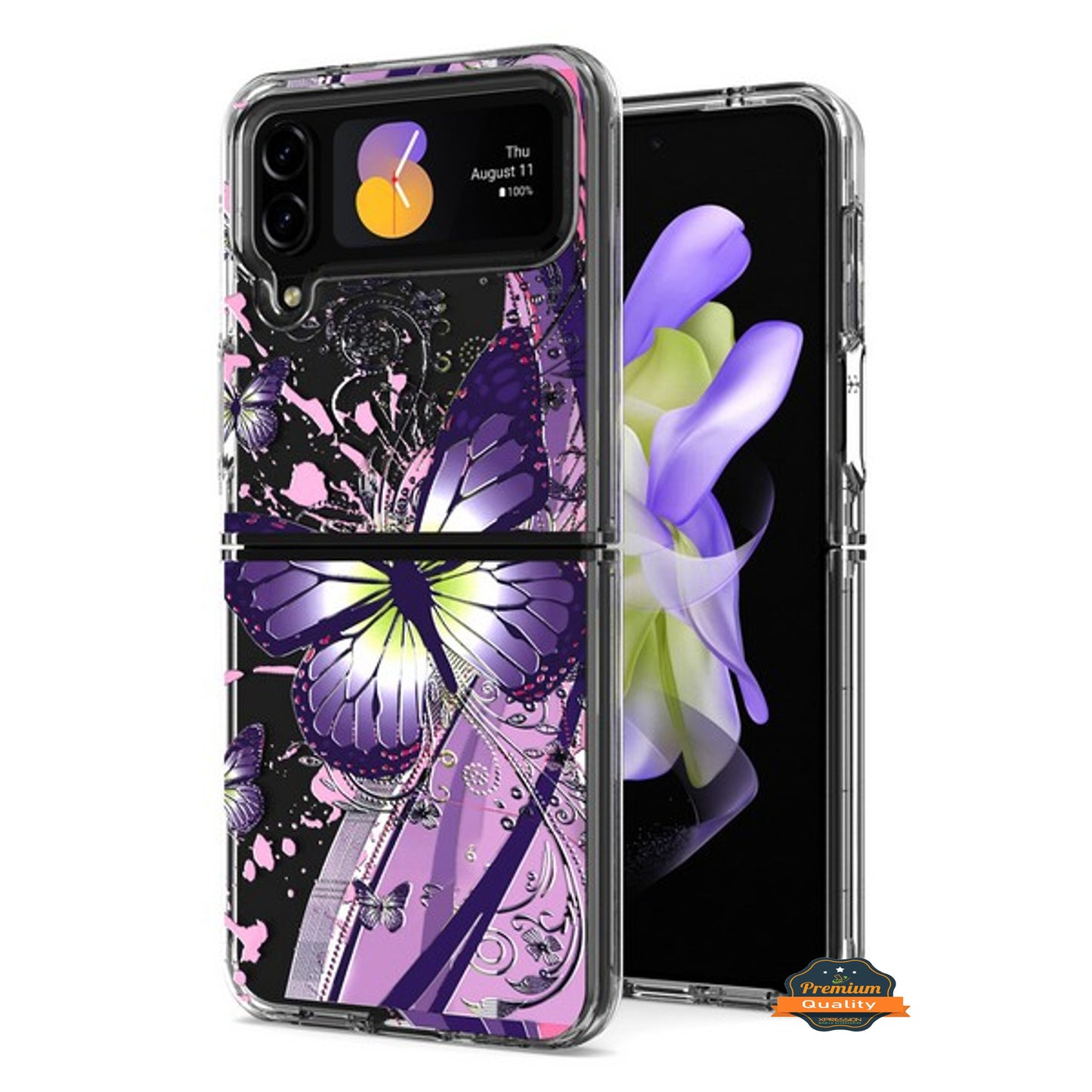 For Samsung Galaxy Z Flip 4 5G Hybrid Trendy Image Patterns Design Transparent Hard Back Shockproof TPU Rubber  Phone Case Cover