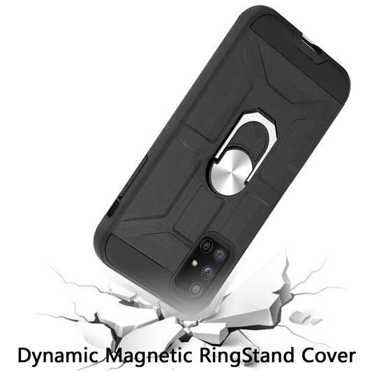 For Samsung Galaxy A71 5G Hybrid Cases Stand Kickstand Ring Holder [360° Rotating] Armor Work with Magnetic Car Mount Black Phone Case Cover