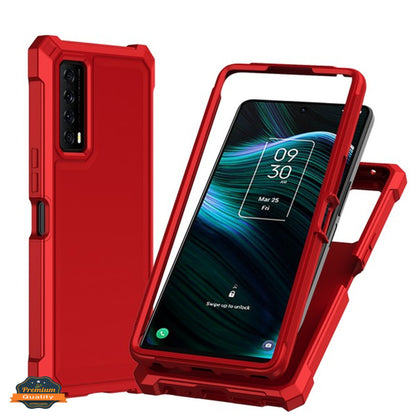 For TCL Stylus 5G Hybrid 2in1 Front Bumper Frame Cover Square Edge Shockproof Soft TPU + Hard PC Anti-Slip Heavy Duty  Phone Case Cover