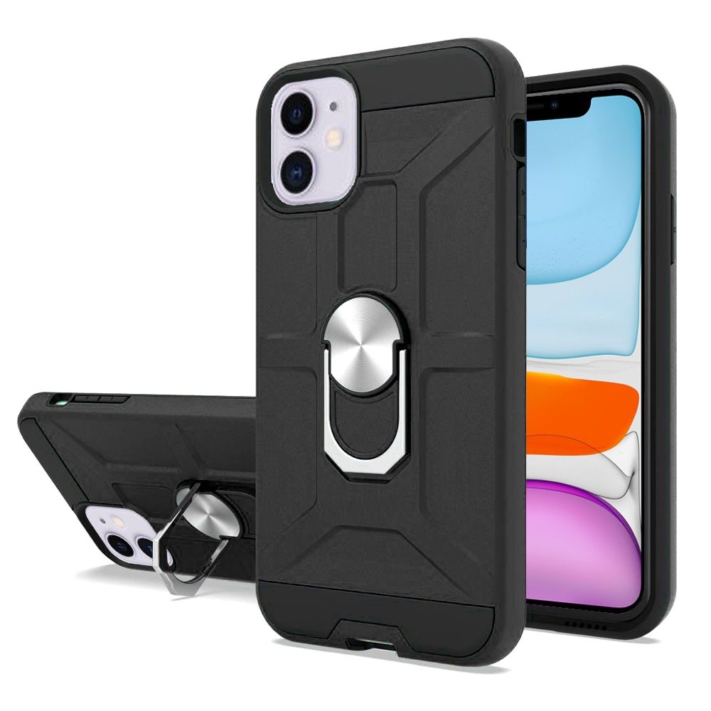 For Apple iPhone 13 (6.1") Cases with Stand Kickstand Ring Holder [360° Rotating] Armor Dual Layer Work with Magnetic Car Mount Hard  Phone Case Cover