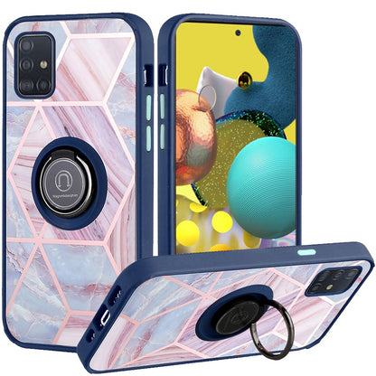 For Samsung Galaxy A53 5G Unique Marble Design with Magnetic Ring Kickstand Holder Hybrid TPU Hard PC Shockproof Armor  Phone Case Cover