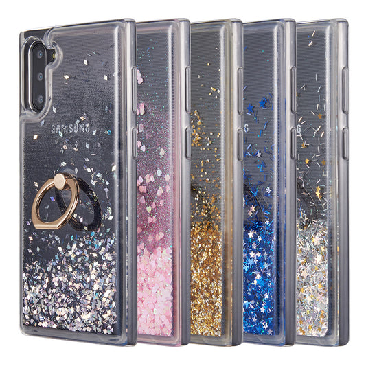 For Samsung Galaxy S23 /Plus /Ultra Hybrid Glitter Bling Sparkling Liquid Quicksand Glittering Sparkle TPU with Ring Stand Holder  Phone Case Cover