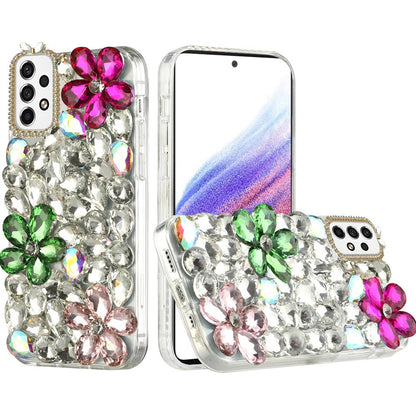 For Samsung Galaxy A53 5G Bling Crystal 3D Full Diamonds Luxury Sparkle Transparent Rhinestone Hybrid Protective  Phone Case Cover