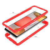 For Motorola Moto G 5G UW (Verizon) Clear Dual Layer Tuff Rugged Bumper Frame Heavy Duty Hybrid Shockproof Rubber TPU Full Body Defender Red Phone Case Cover