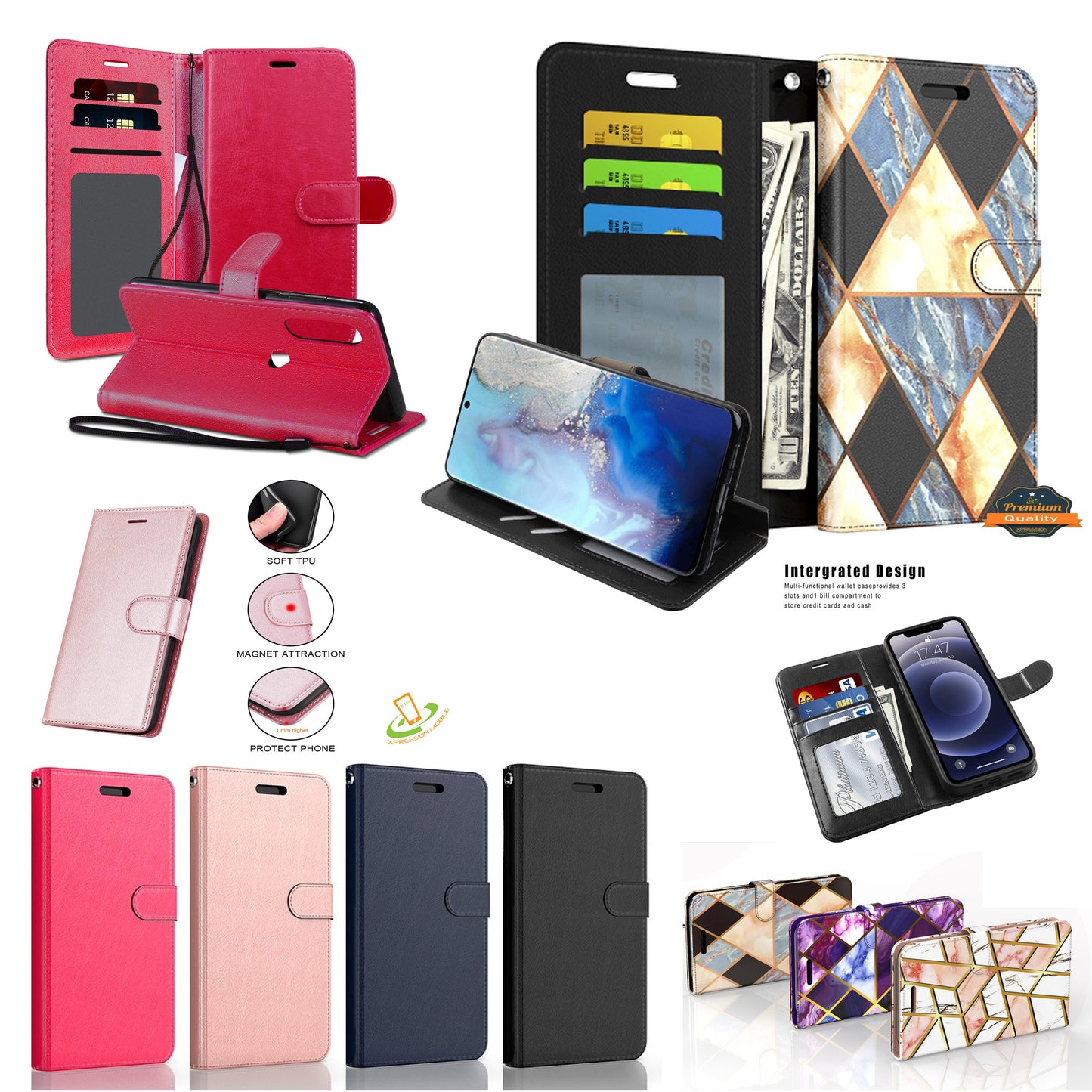 For Motorola Moto G Pure / Moto G Power 2022 Wallet PU Leather Pouch with Credit Card Slots ID Money Pocket, Stand & Strap Flip 2in1 Protective  Phone Case Cover