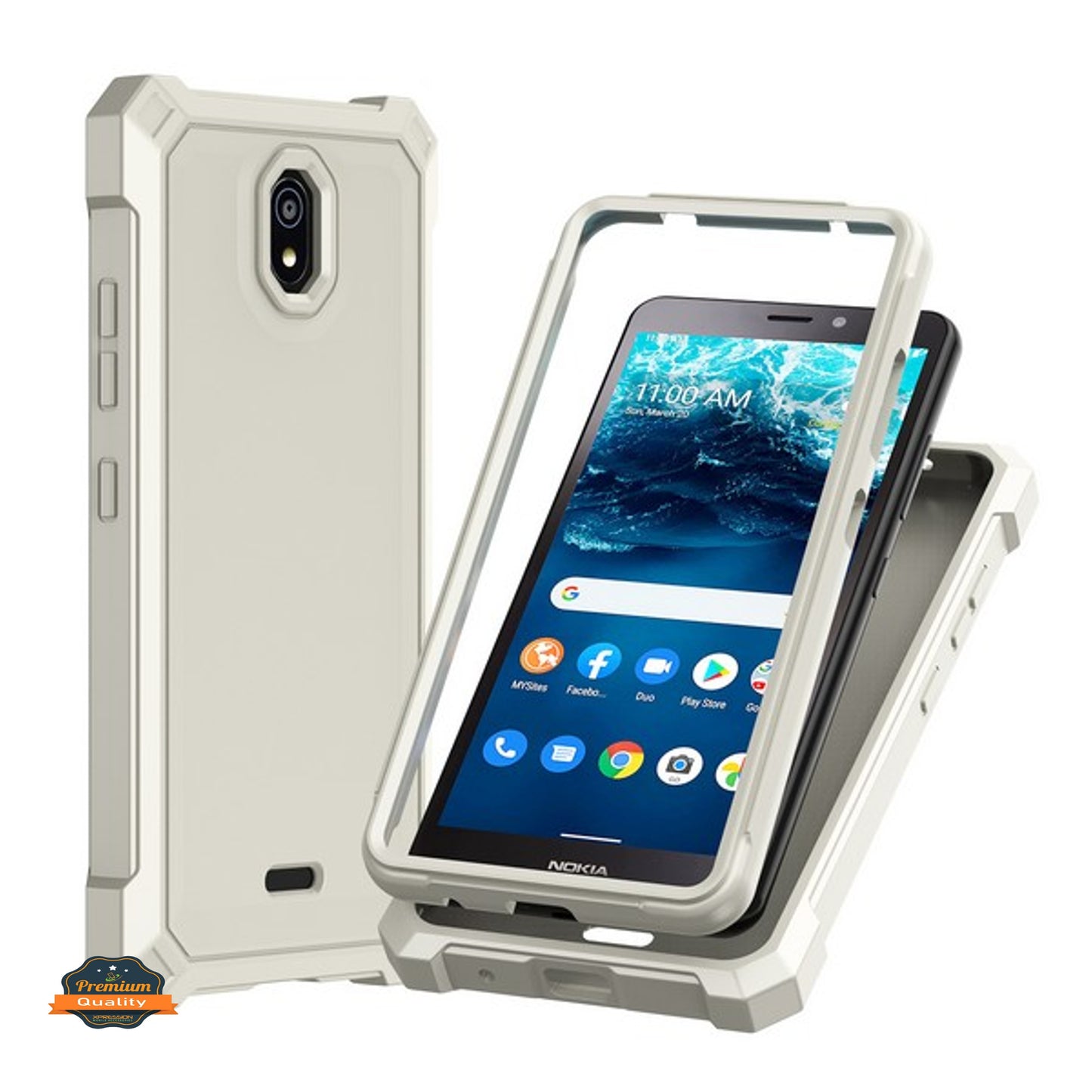 For Nokia C100 Hybrid 2in1 Front Bumper Frame Cover Square Edge Shockproof Soft TPU + Hard PC Anti-Slip Heavy Duty  Phone Case Cover