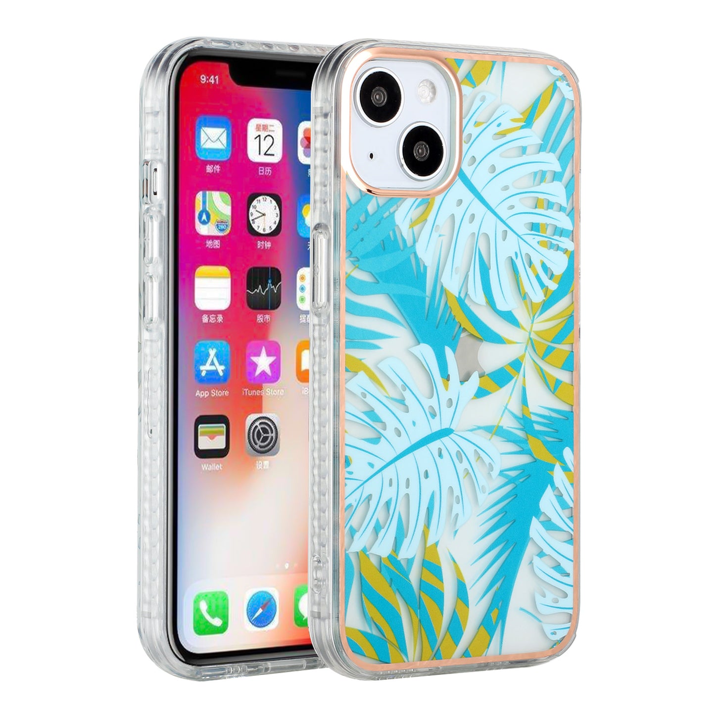 For Apple iPhone 12 /12 Pro (6.1") Stylish Design Floral IMD Hybrid Rubber TPU Hard PC Shockproof Rugged Slim Fit  Phone Case Cover