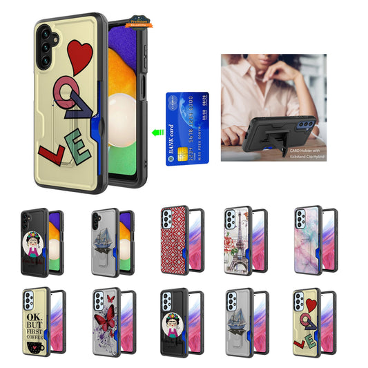 For Samsung Galaxy A03S Hidden Wallet Credit Card Slots with Kickstand Back Design Fashion Hybrid Shockproof Hard  Phone Case Cover