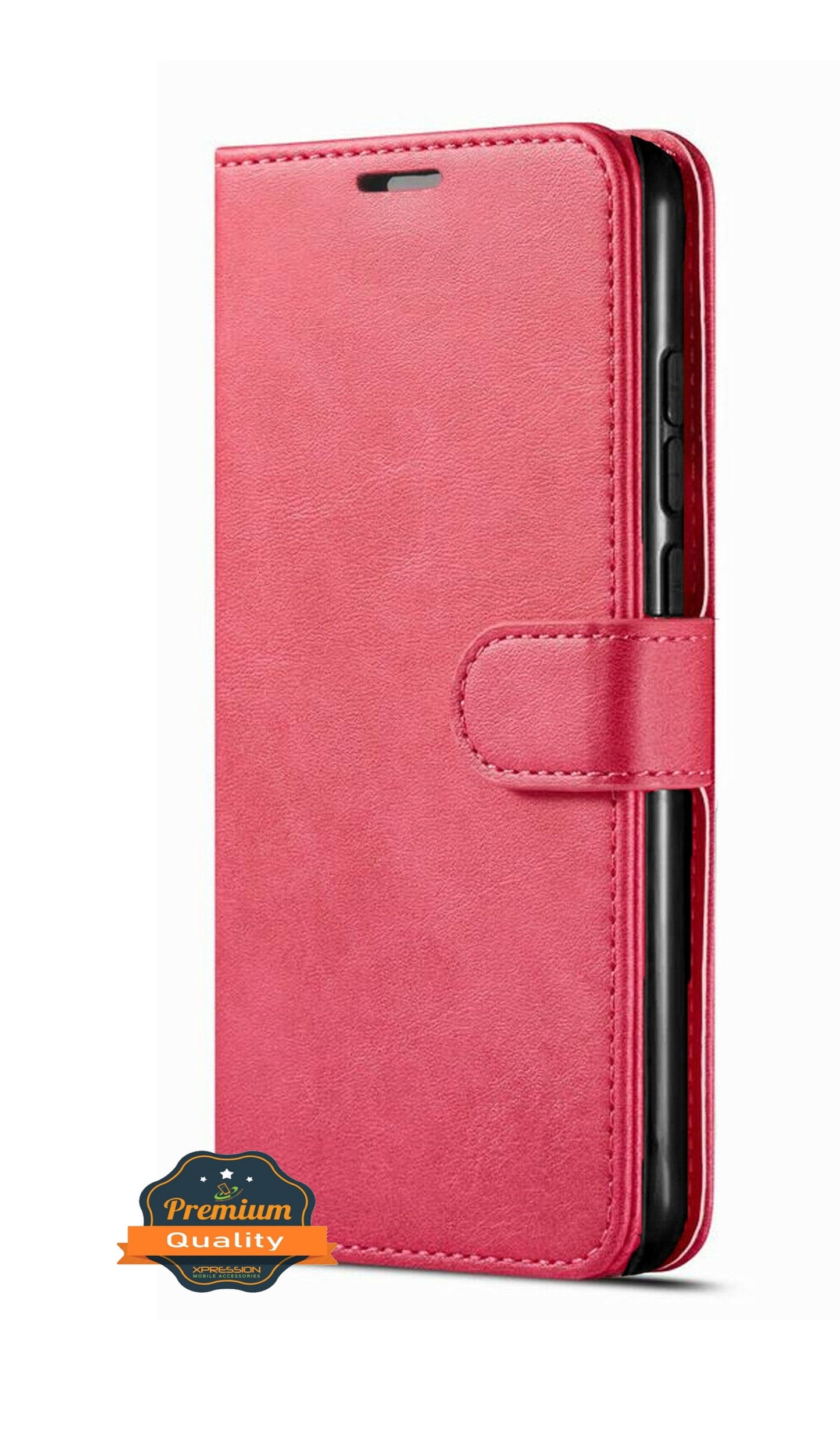 For TCL REVVL V Plus 5G Luxury Leather Wallet Case with Credit Card Holder Storage Lanyard Kickstand & Magnetic Flip Hot Pink Phone Case Cover