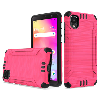 For TCL A3 Hybrid Dual Layer Slim Defender Armor Tuff Metallic Brush Texture Finishing Shockproof Hard PC + Soft TPU Rubber  Phone Case Cover