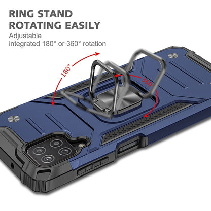 For Samsung Galaxy A42 5G Armor Stand Hybrid with Ring Holder Kickstand Shockproof Heavy-Duty Durable Rugged Dual Layer Blue Phone Case Cover