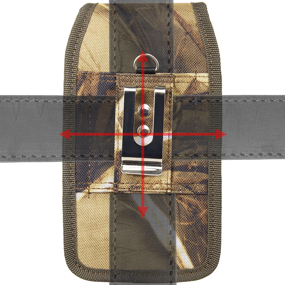 For Samsung Galaxy A23 5G Universal Pouch Case Vertical Phone Holster Camo Print with Card Slots, Pen Holder, Belt Clip Loop & Hook Cover [Camouflage]