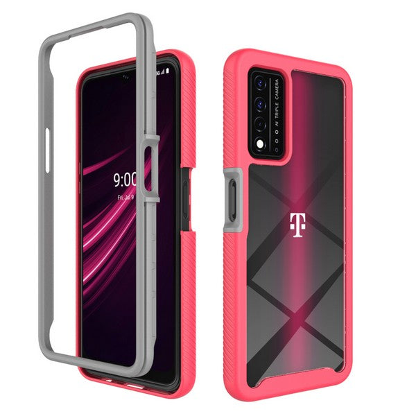 For TCL REVVL V Plus 5G Armor Slim Hybrid Double Layer Hard PC + TPU Transparent Back Rugged Frame Bumper Shockproof  Phone Case Cover