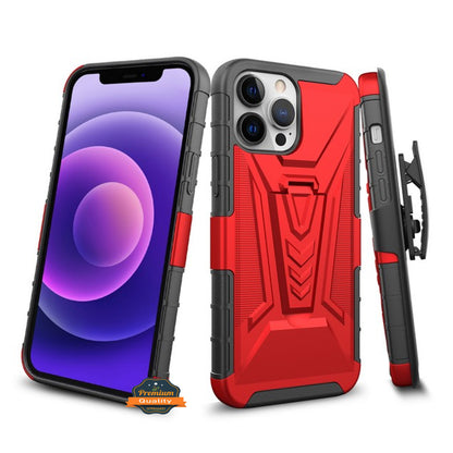 For Apple iPhone 13 /Pro Max /Mini Hybrid Armor Kickstand with Swivel Belt Clip Holster Heavy Duty 3 in 1 Defender Shockproof Rugged  Phone Case Cover