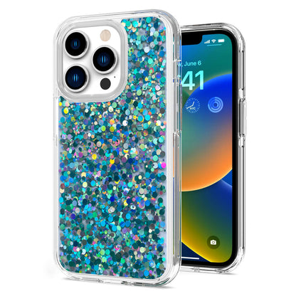 For Apple iPhone 11 (6.1") Colorful Glitter Bling Sparkle Epoxy Glittering Shining Hybrid Hard PC Silicone Shockproof  Phone Case Cover