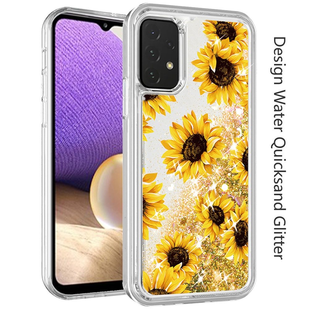 For Apple iPhone 11 (6.1") Floral Design Quicksand Water Flowing Liquid Floating Sparkle Glitter Bling Hybrid  Phone Case Cover