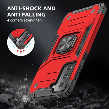 For Samsung Galaxy S20 Armor Hybrid with Ring Stand Holder Kickstand Shockproof Heavy-Duty Durable Rugged 2in1 Red Phone Case Cover