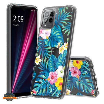 For T-Mobile Revvl 6 Pro 5G /Revvl 6 5G Floral Patterns Design Clear TPU Silicone Shock Absorption Bumper Slim Hard  Phone Case Cover