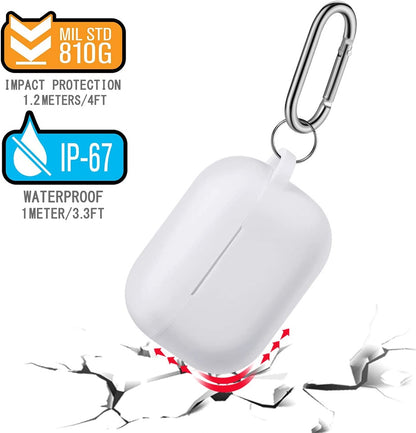 For Apple AirPods Pro Full Protective Silicone TPU Skin Accessories with Keychain [Front LED Visible] Hybrid Shockproof Clear