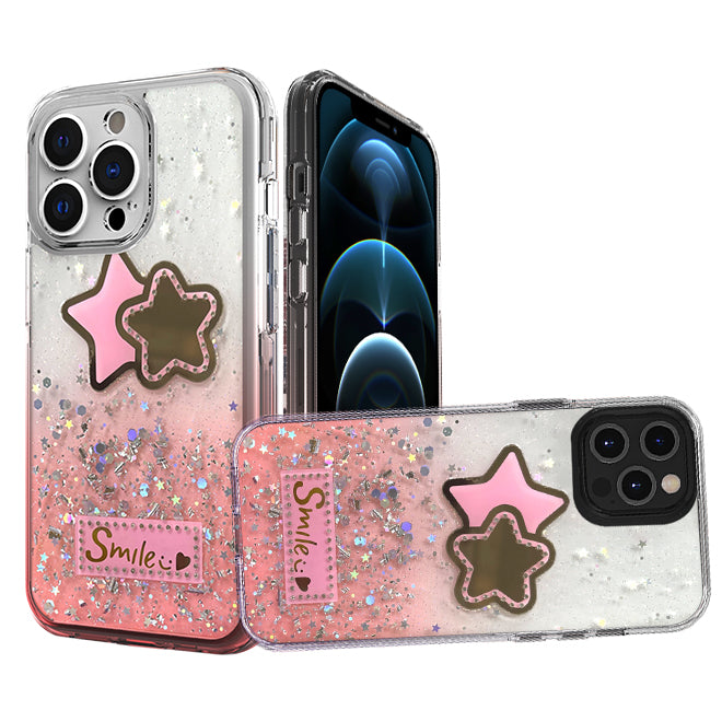 For TCL Revvl V Plus 5G (T-Mobile) Fashion Graphic Pattern Design Epoxy Colorful Skin Glitter Hybrid Bling TPU Hard Impact  Phone Case Cover