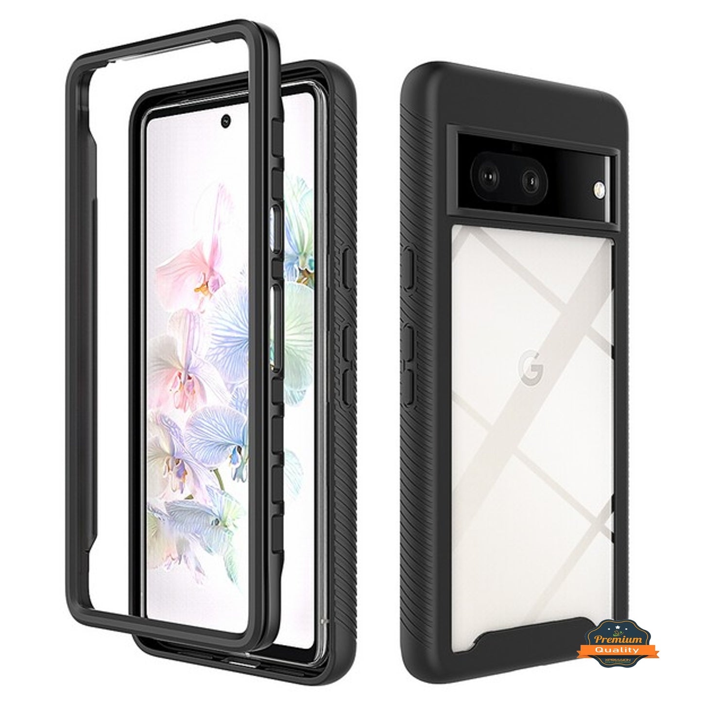 For Google Pixel 7 Full Body Armor Slim Hybrid Double Layer Hard PC + TPU Transparent Back Rugged Frame Shockproof  Phone Case Cover