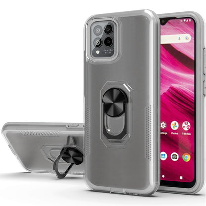 For T-Mobile Revvl 6 Pro 5G /Revvl 6 5G Clear Transparent Armor Defender Shockproof Hybrid with Ring Holder Kickstand  Phone Case Cover