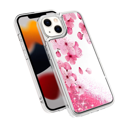 For Motorola Moto G Power 2022 Floral Design Quicksand Water Flowing Liquid Floating Sparkle Glitter Bling Flower Fashion Hybrid Hard  Phone Case Cover