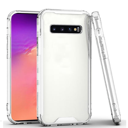 For Samsung Galaxy S10+ Plus Colored Shockproof Transparent Hard PC + Rubber TPU Hybrid Bumper Shell Slim Protective Clear Phone Case Cover