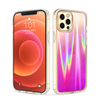 For Apple iPhone 11 (6.1") Two Tone Holographic Transparent Glitter Chrome Shockproof Hard PC Slim TPU  Phone Case Cover