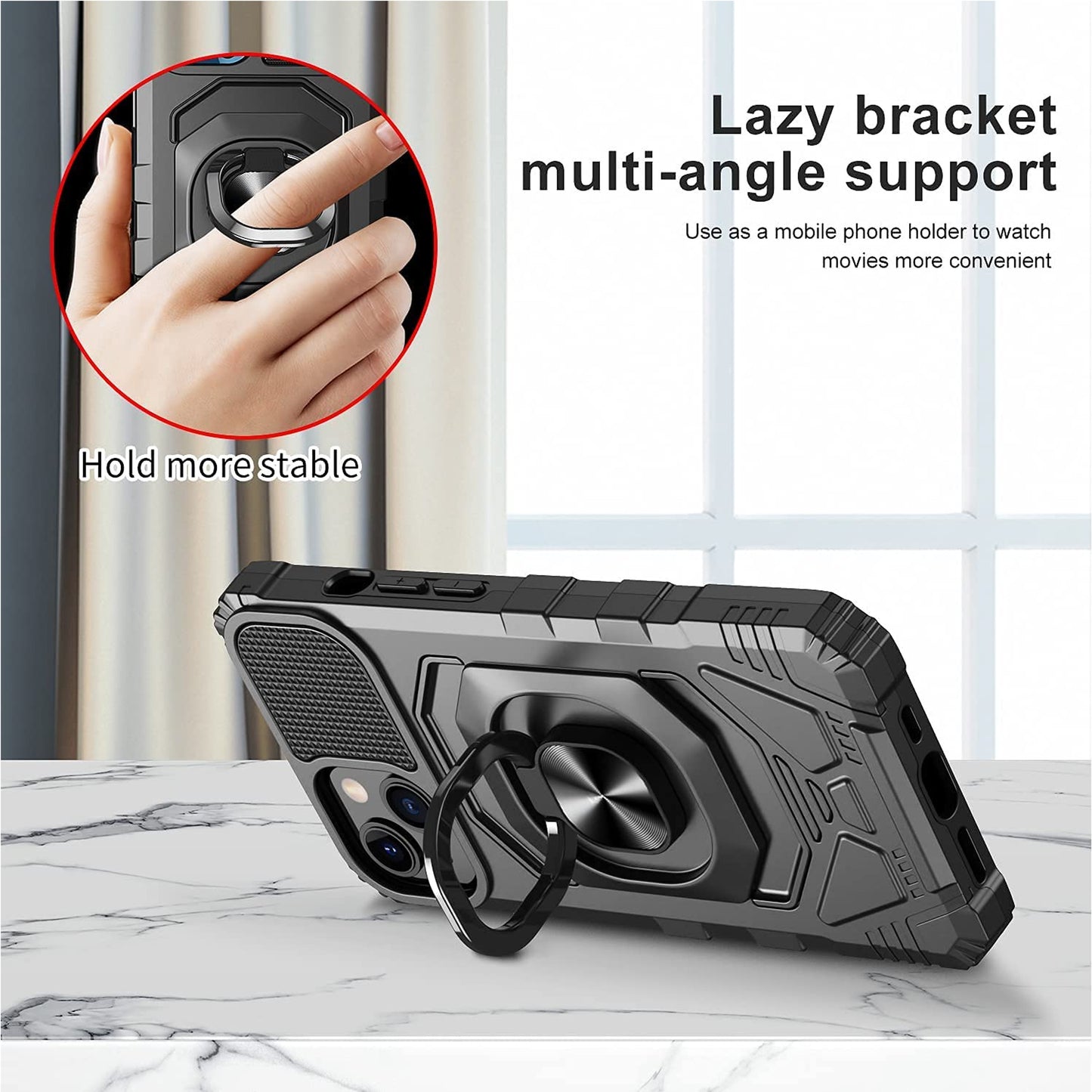 For TCL 30 XE 5G Armor Hybrid Stand Ring Hard TPU Rugged Full-Body Protective [Military-Grade] Magnetic Car Ring Holder  Phone Case Cover