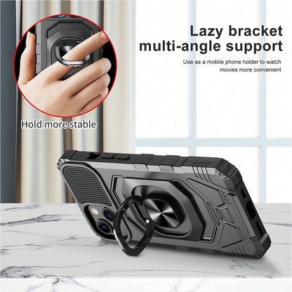 For Apple iPhone 14 Plus (6.7") Armor Hybrid Stand Ring TPU Rugged Protective [Military-Grade] Magnetic Car Ring Holder  Phone Case Cover