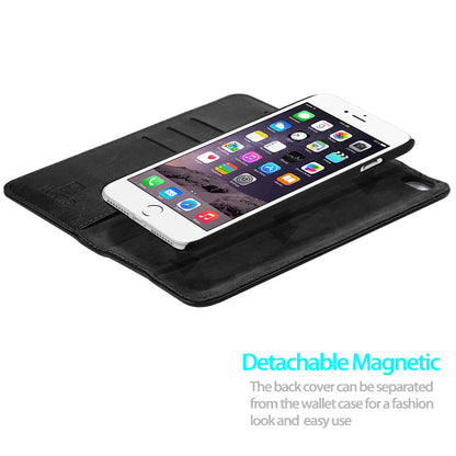 For Apple iPhone SE 3 (2022) Luxury PU Leather Wallet Pouch Magnetic Detachable with Credit Card Slots Removable Flip Kickstand Black Phone Case Cover