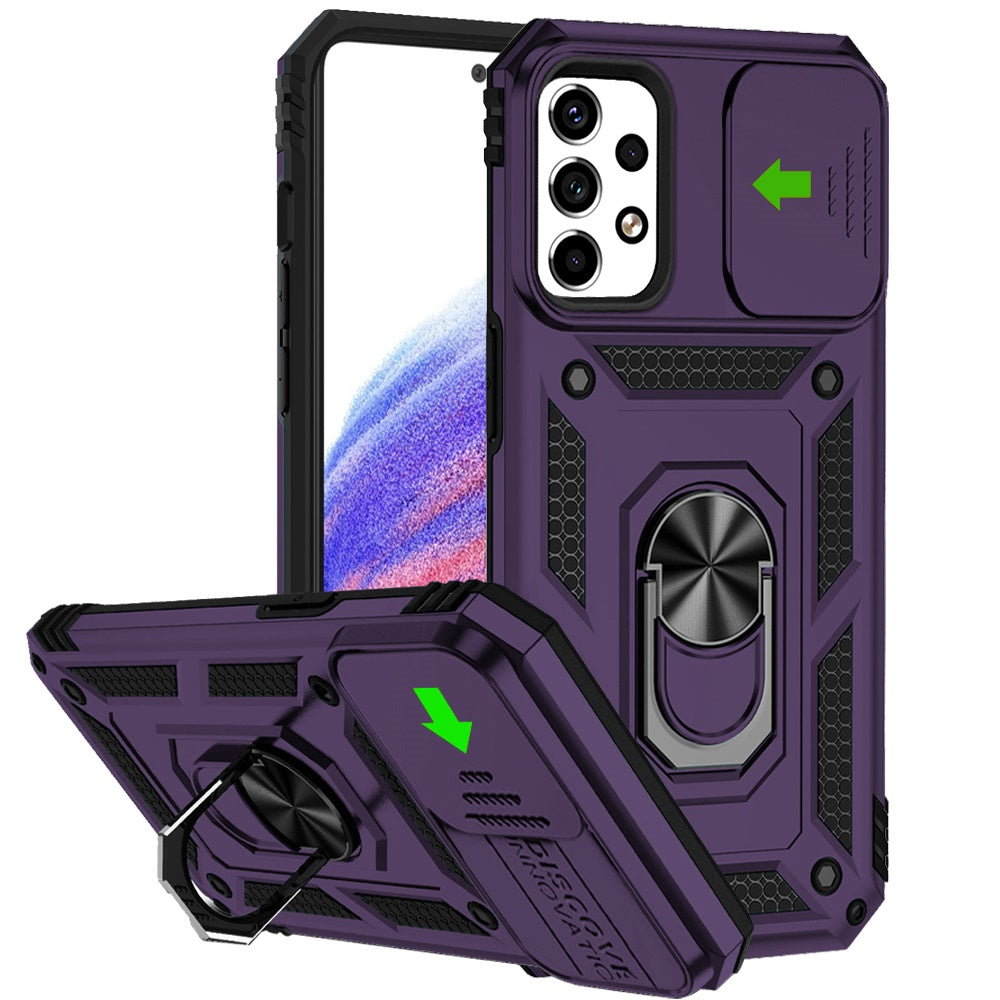 For Samsung Galaxy A53 5G Case with Stand, Camera Lens Protection & 360° Rotate Ring Kickstand, Shockproof, Edge Bumper  Phone Case Cover