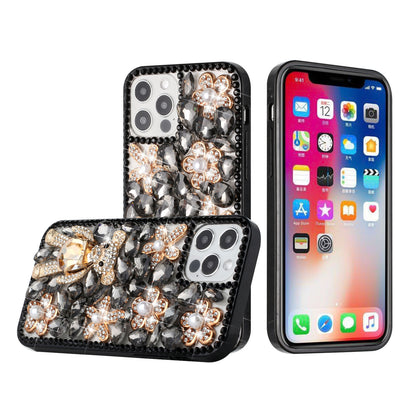 For Motorola Edge+ 2022 /Edge Plus Bling Clear Crystal 3D Full Diamonds Luxury Sparkle Rhinestone Hybrid Protective Black Panda Floral Phone Case Cover