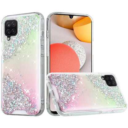 For Samsung Galaxy A42 5G Pattern Clear Design Transparent Glitter Bling Hybrid Plastic Hard Back TPU Bumper Rubber  Phone Case Cover