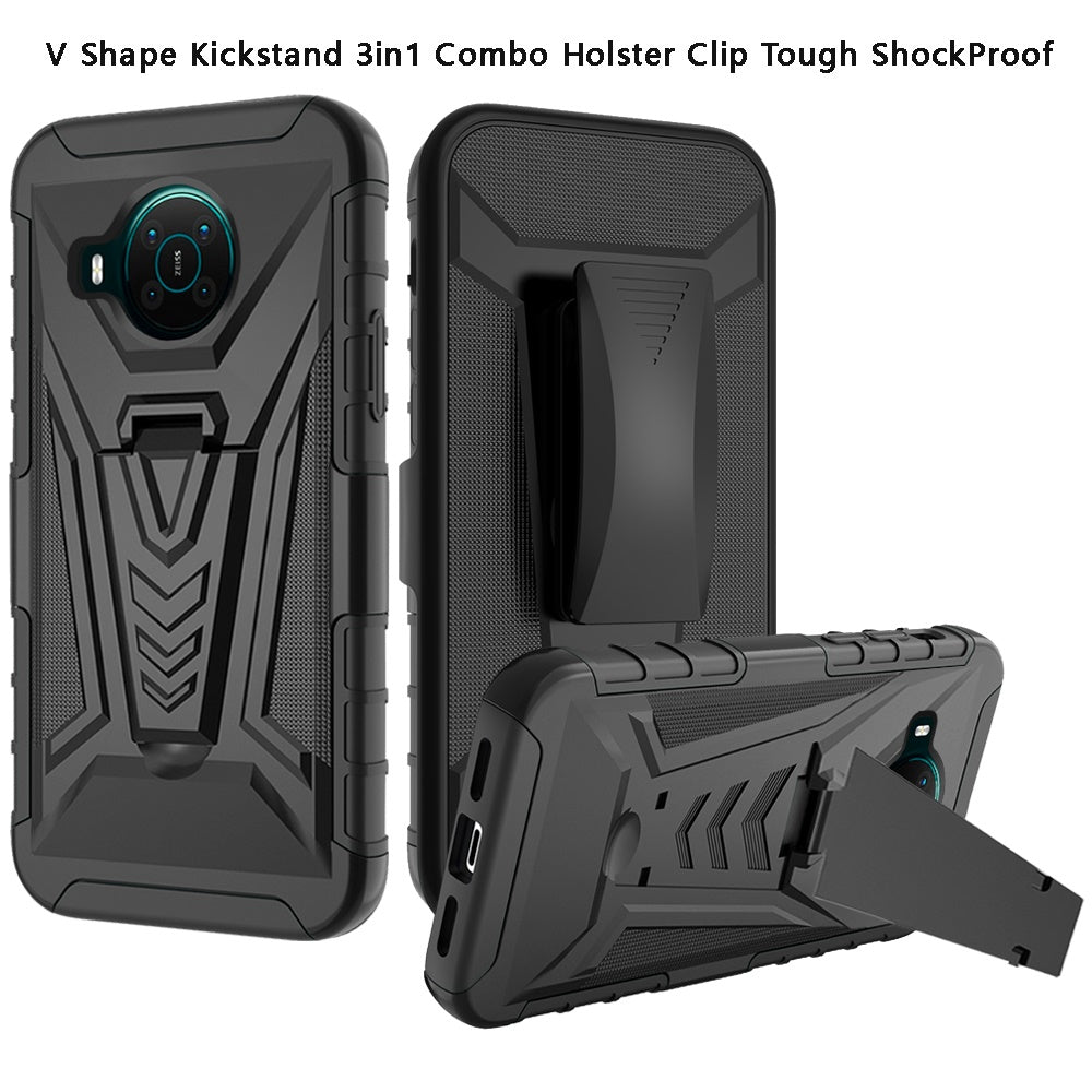 For Nokia X100 Combo 3 in 1 Rugged Swivel Belt Clip Holster Heavy Duty Tuff Hybrid Armor Rubber TPU with Kickstand Stand  Phone Case Cover