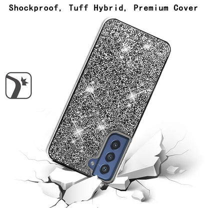 For Samsung Galaxy S22 /Plus Ultra Bling Rhinestone Diamond Shiny Glitter Hybrid Bumper Dual Layer Defender Rugged Shell Hard Rubber  Phone Case Cover