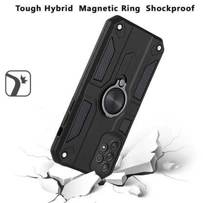 For Samsung Galaxy A32 5G Armor Hybrid with Built in 360° Ring Kickstand Shockproof Hard PC, TPU Silicone Bumper Military Grade  Phone Case Cover