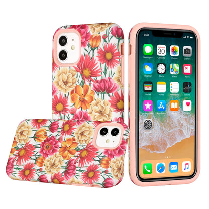 For Apple iPhone 11 (6.1") Bliss Floral Stylish Design Hybrid Rubber TPU Hard PC Shockproof Armor Rugged Slim Fit  Phone Case Cover